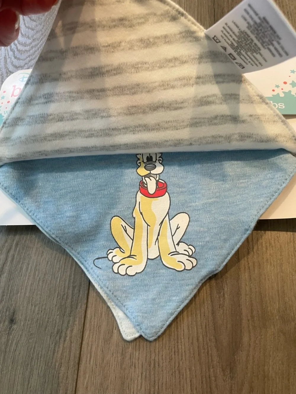 Disney Baby Gray and White Striped Donald Duck Bib